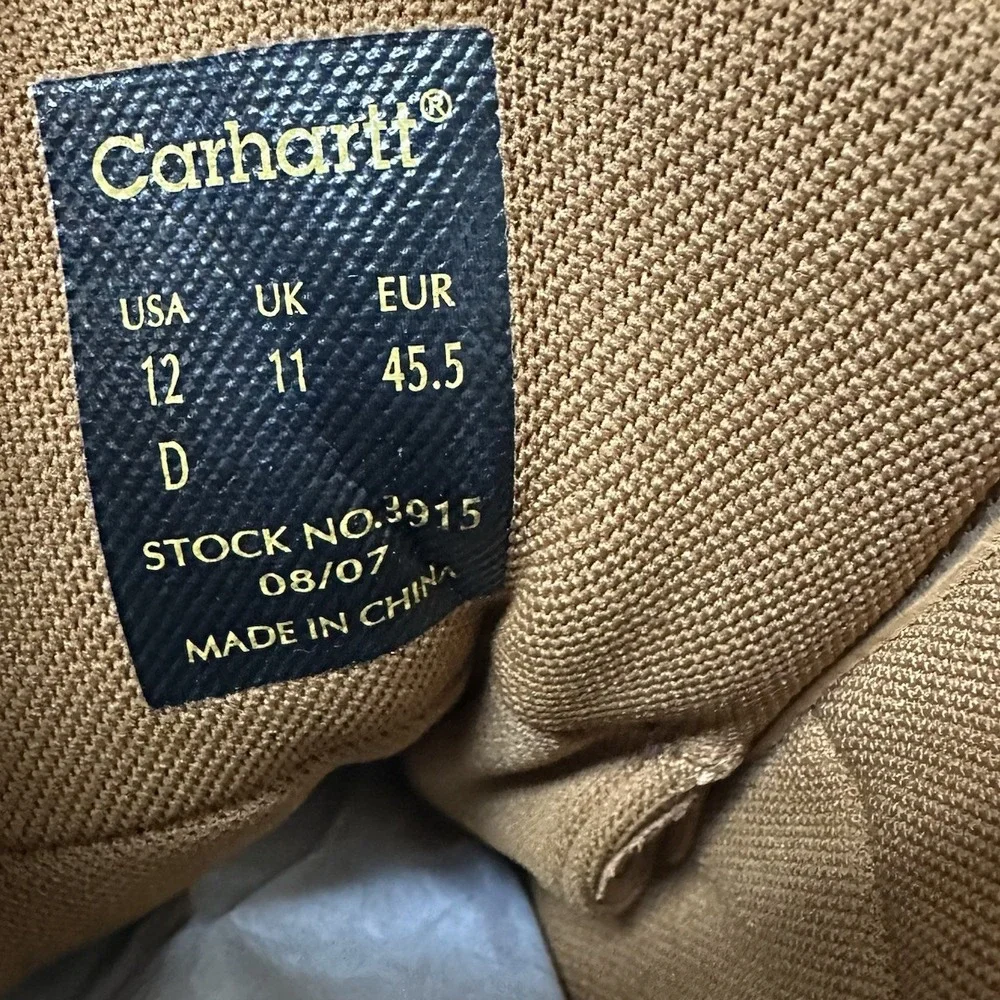 Carhartt Leather Slip Resistant Soft Toe Wedge Work Boot Style 3915 Size 12D